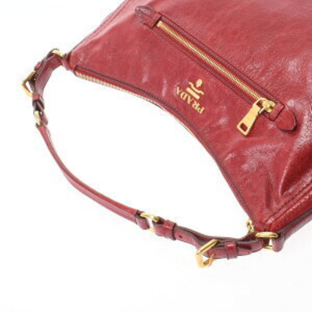 Prada One Shoulder Hobo Bag Red Leather Shoulder - Picture 3 of 9